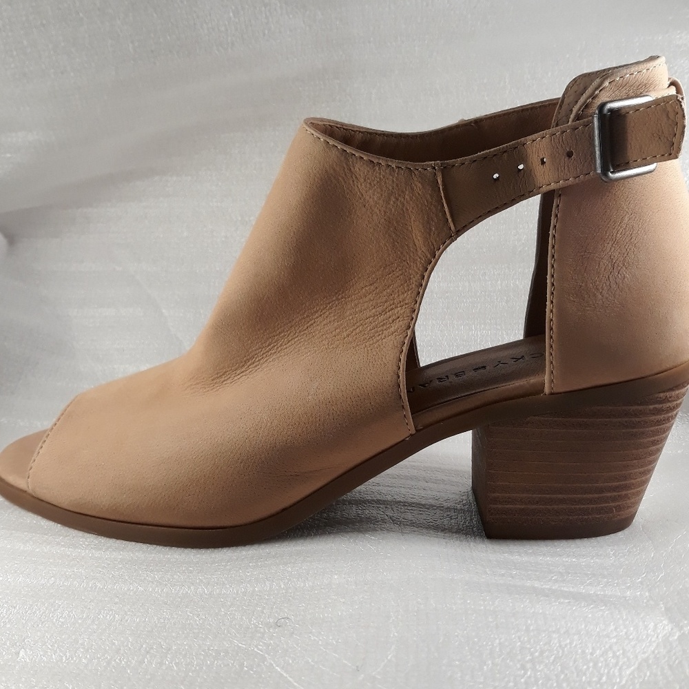Lucky Brand peeptoe bootie tan